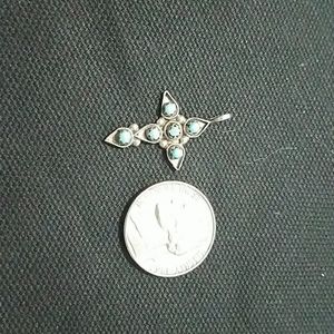 Native American Silver and Turquoise Cross Pendant